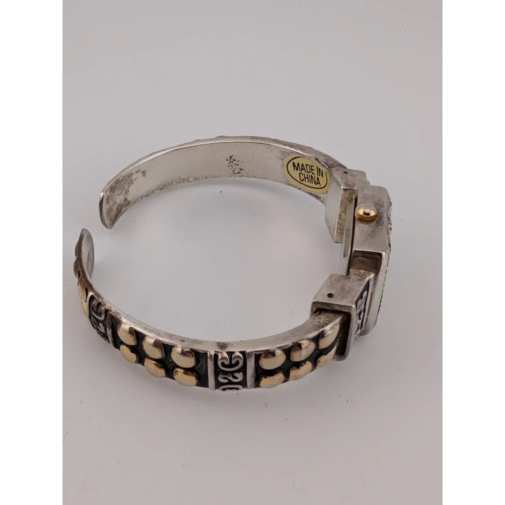 Geneva Platinum Watch‎ Women 21mm Two Tone Open Cuff Bangle Band-New Battery